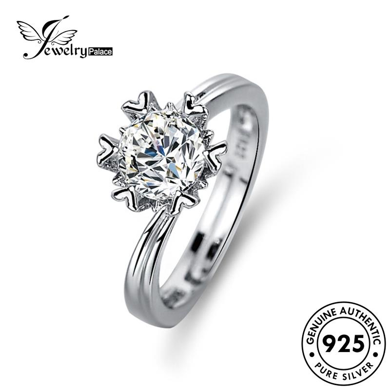 Jewelrypalace 925asli Cincin Moissanite Wanita Perak Berlian Hati Fashion R405