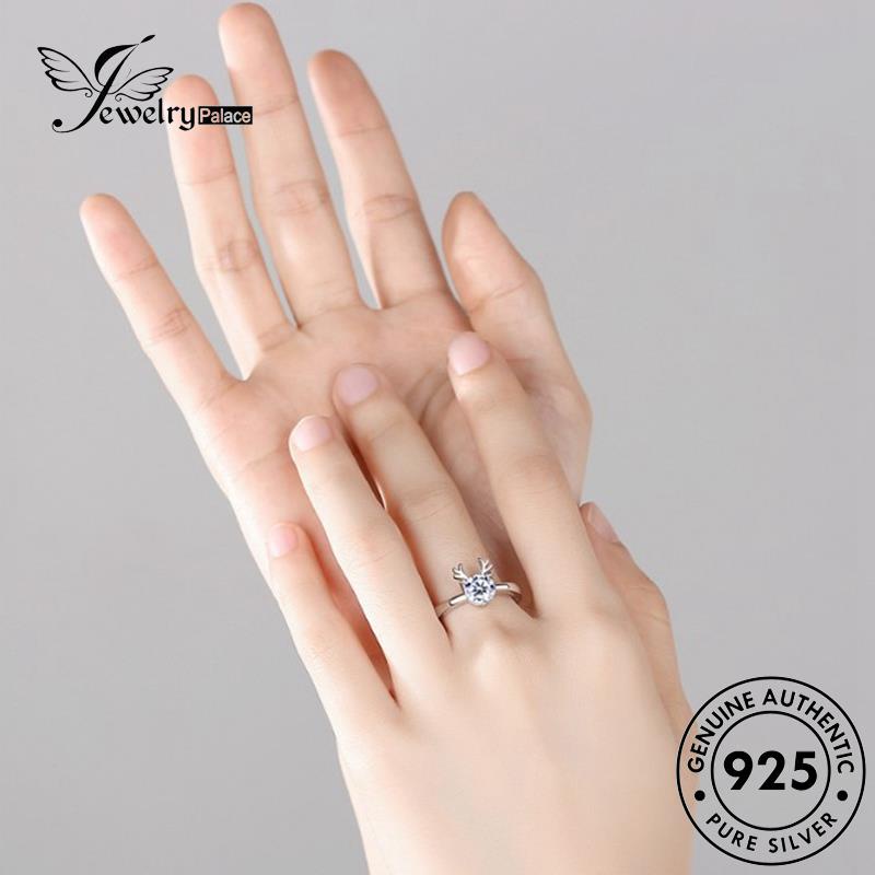 Jewelrypalace Kreatif Perak Asli Wanita Moose 925 Moissanite Cincin Berlian R409