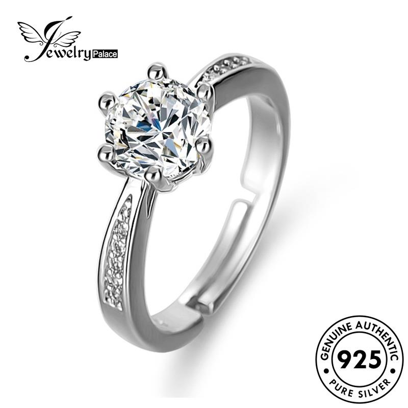 Jewelrypalace Perak Klasik Wanita Asli Cincin Moissanite Enam925 Cakar Berlian R418