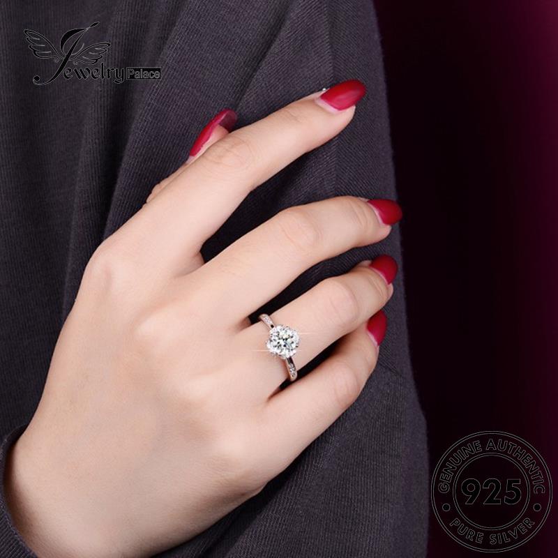 Jewelrypalace Cincin Moissanite Wanita Simple Lingkaran Perak925 Berlian Asli R429