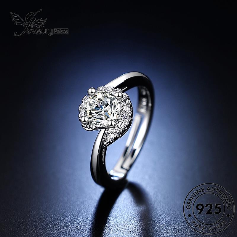 Jewelrypalace Cincin Bulat Berlian Kepribadian Perak Asli925 Moissanite Wanita R430