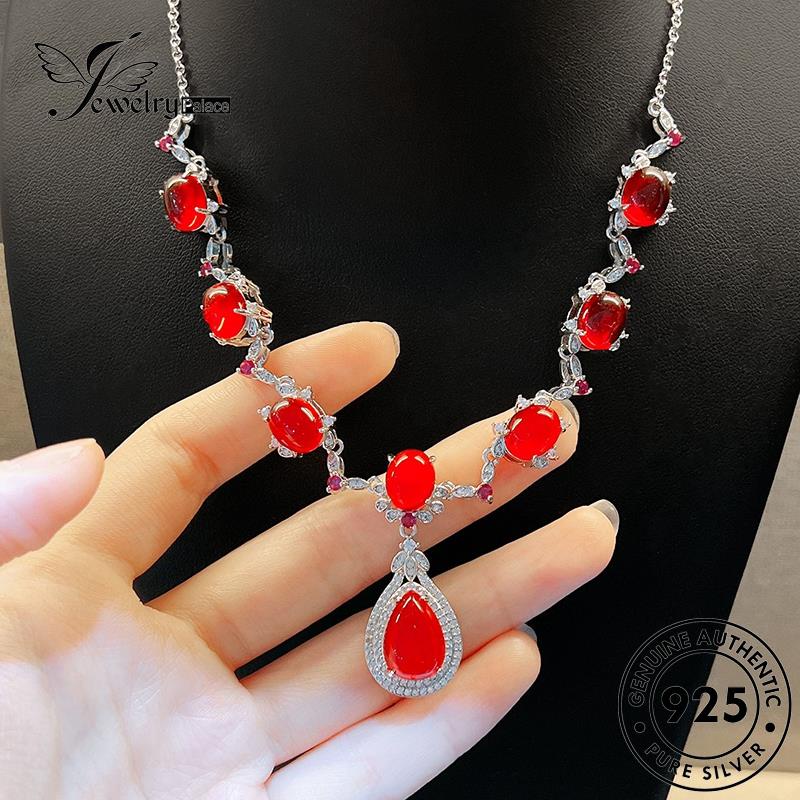 Jewelrypalace Asli Mewah Ruby Wanita Perak925 Kalung Tetes N1595