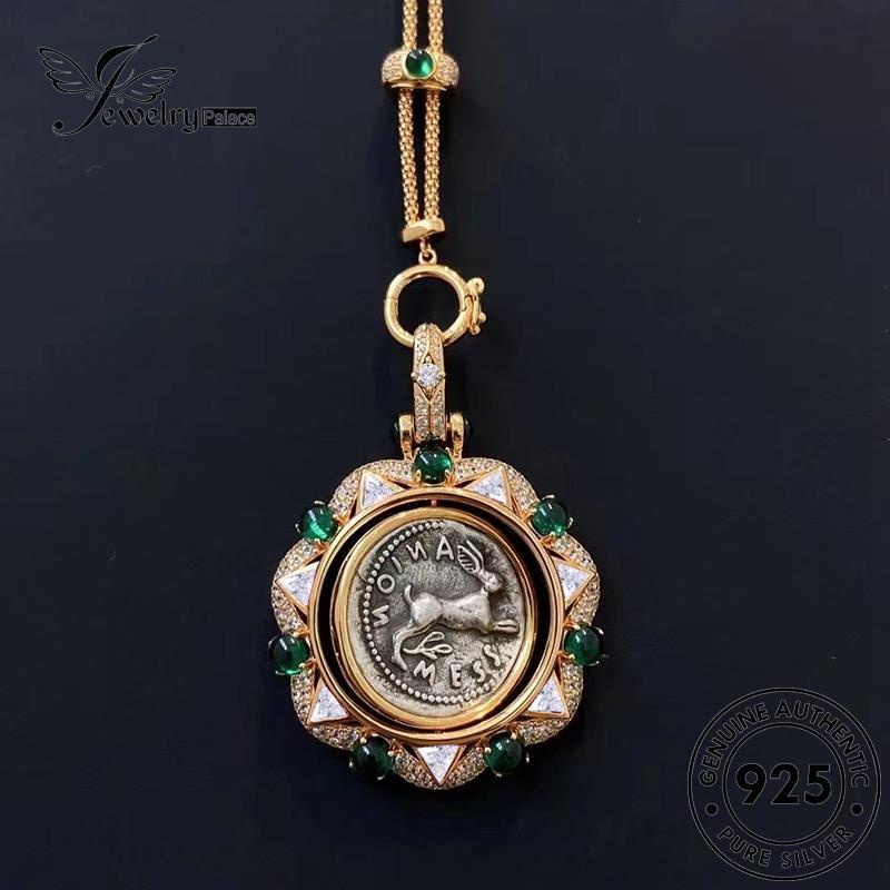 Jewelrypalace Perak Wanita Retro Peter Rabbit Asli Kalung Emerald925 N1602