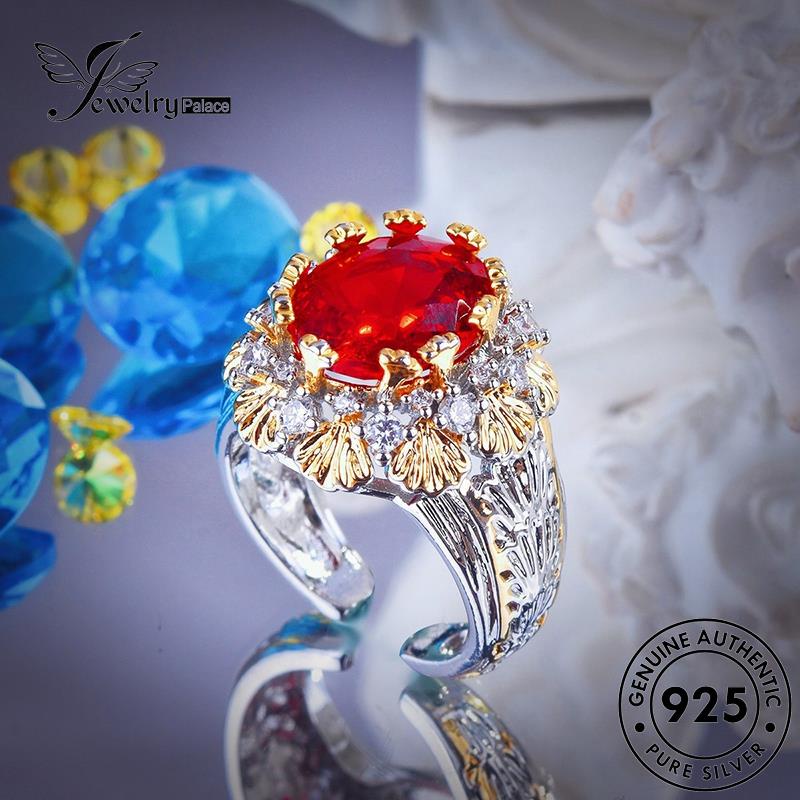 JEWELRYPALACE Ruby Murni 925 Perhiasan Original Cincin The Sterling Perak Aksesori Silver Nikah Kawin korea Asli Flowers Silver Wanita R2603