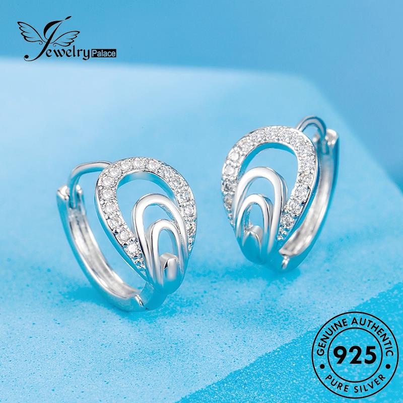 Jewelrypalace Anting Perak Cangkang Berlian Bentuk925Emas Moissanite Hoop Asli Wanita E743