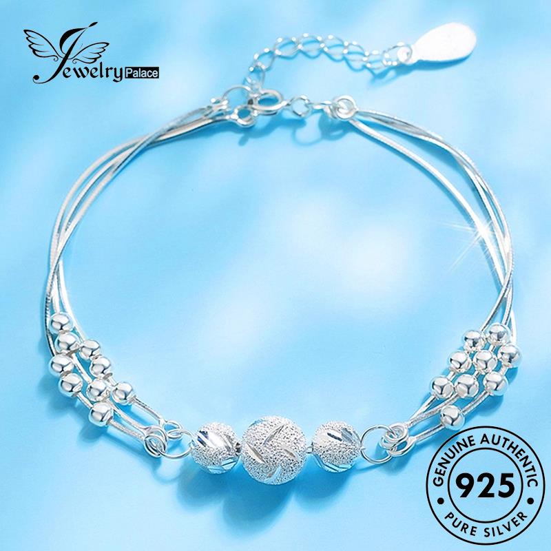 Jewelrypalace Perak925 Fashion Wanita Manik-Manik Frosted Gelang Asli B642