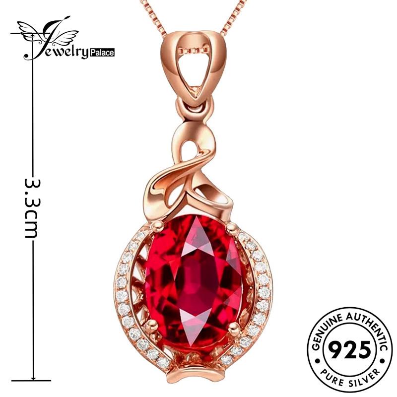 Jewelrypalace 925telur Asli Wanita Simple Perak Emas Ruby Bentuk Kalung N1101