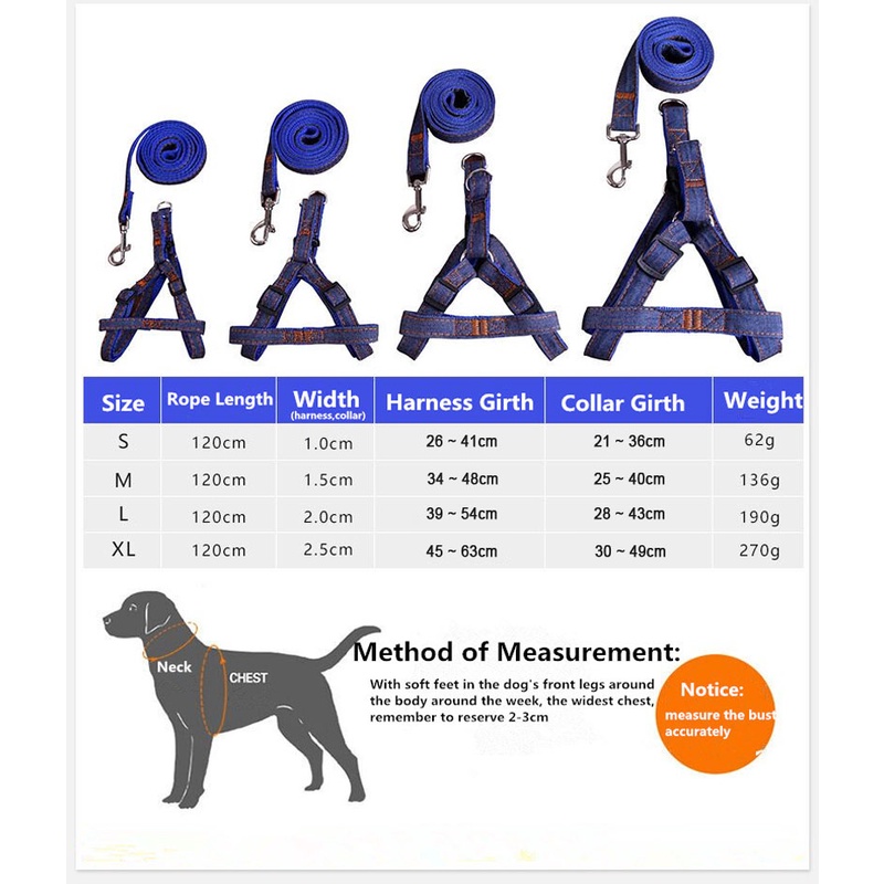 Denim Dog Harnesses Leash Nylon Collar Rope Adjustable Training Pet Lead Leashes Harness Untuk Anjing Kucing Hewan Peliharaan Set Perlengkapan