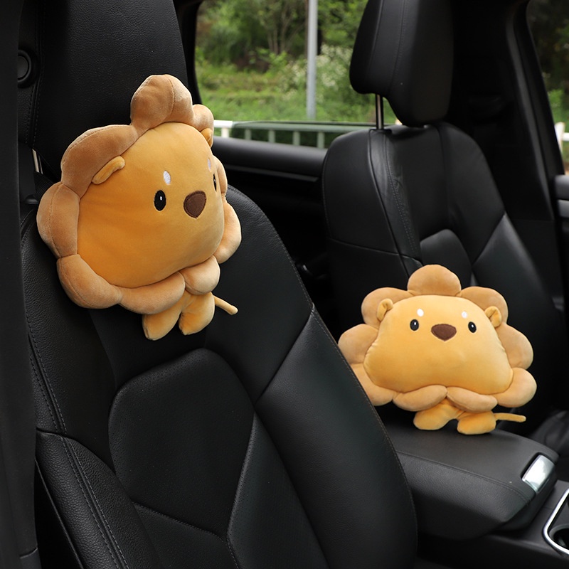 Headrest Kartun Mobil, Headrest Perlindungan Leher Singa Kreatif Dan Lucu Untuk Mobil