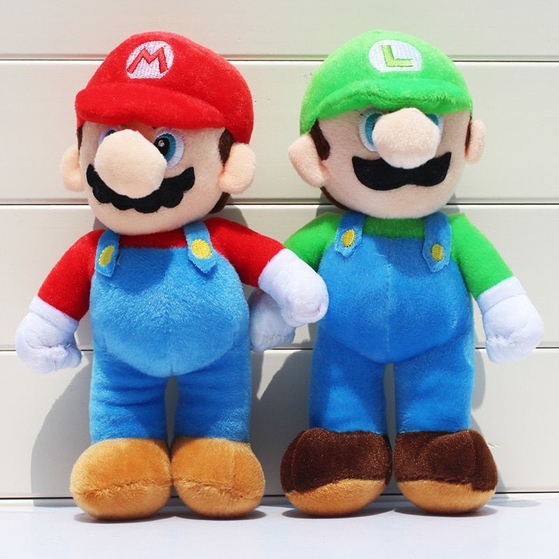 25 cm Super Mario Bros Mainan Mewah Boneka Mario Luigi Games Tokoh Anime Mainan Mewah Dekorasi Games Boneka