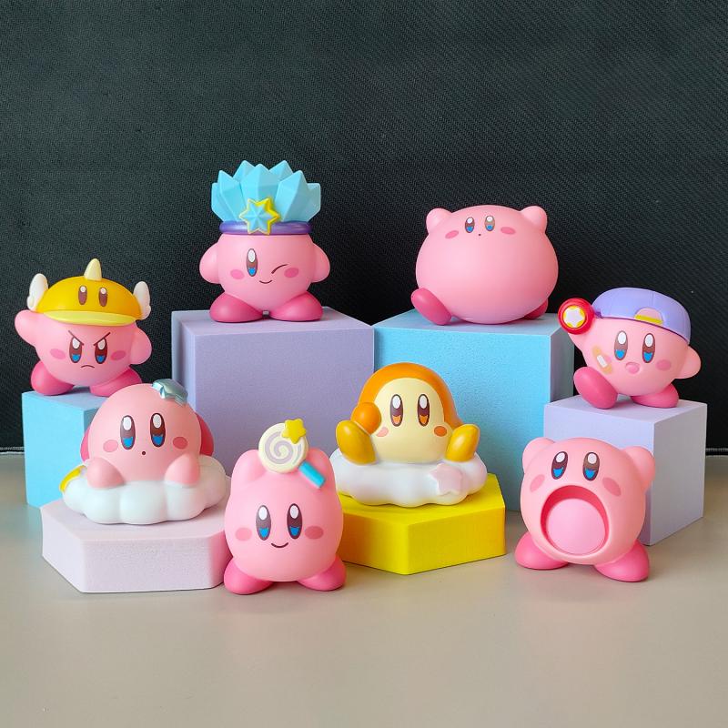 8pcs Ornamen Hias Boneka Bintang Kirby Bahan Diy Star Kirby Magician Kirby Anime Action Figure Mainan Untuk Anak