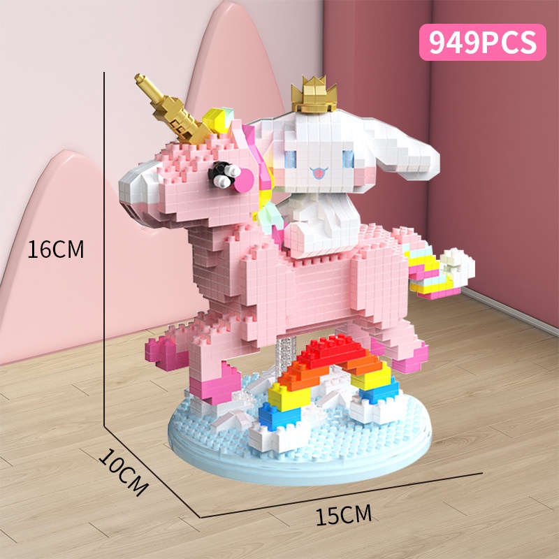 Sanrio Cinnamorroll Model Boneka Unicorn Majelis Building Block Mainan Anak