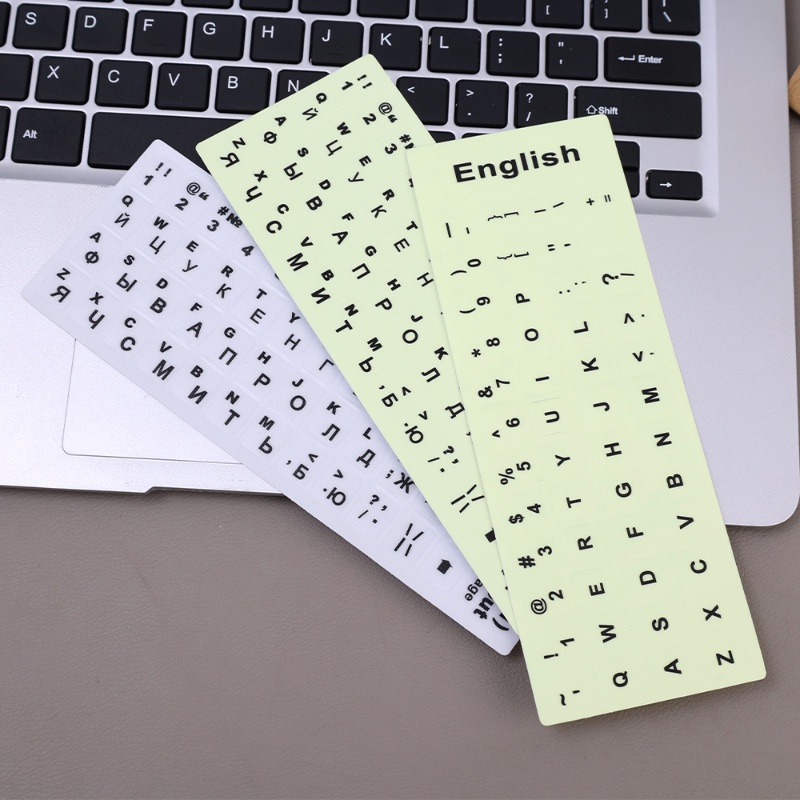 Kualitas Tinggi PVC Self Adhesive Keyboard Surat Stiker/Rusia Bahasa Inggris Keypad Recovery Label Aplikasi/Universal Keyboard Bercahaya Decal