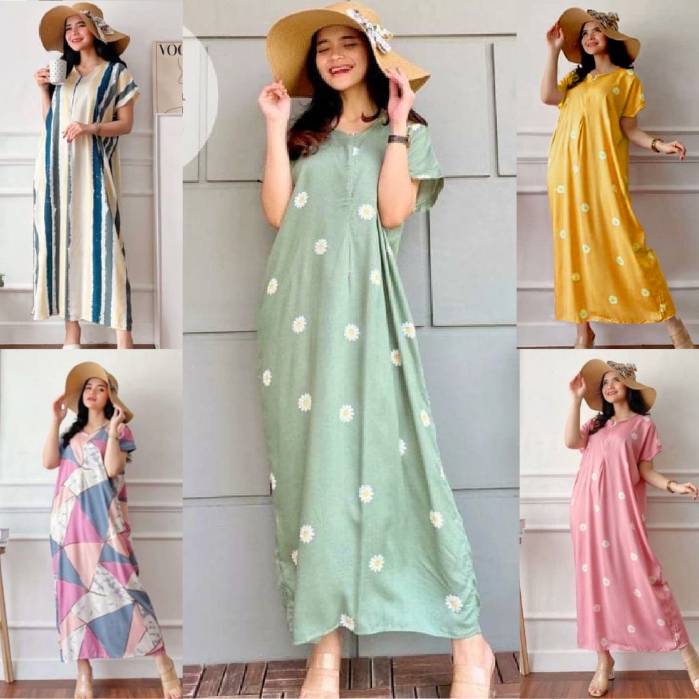 Daster Busui Longdres Semata Kaki Bahan Rayon Adem Halus LD 120CM