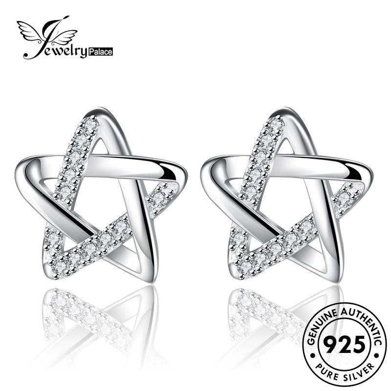 Jewelrypalace Stars Asli Wanita Moissanite Stud Berongga Keluar925 Anting Berlian Perak E43