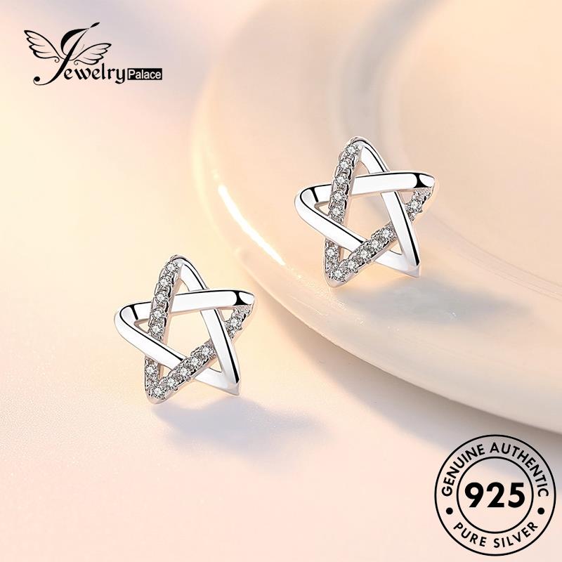 Jewelrypalace Stars Asli Wanita Moissanite Stud Berongga Keluar925 Anting Berlian Perak E43