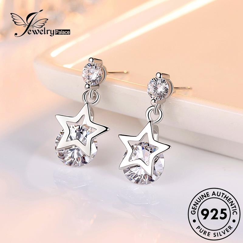 Jewelrypalace Star Moissanite Anting Perak Asli925 Berlian Berujung Lima Stud Fashion Wanita E66