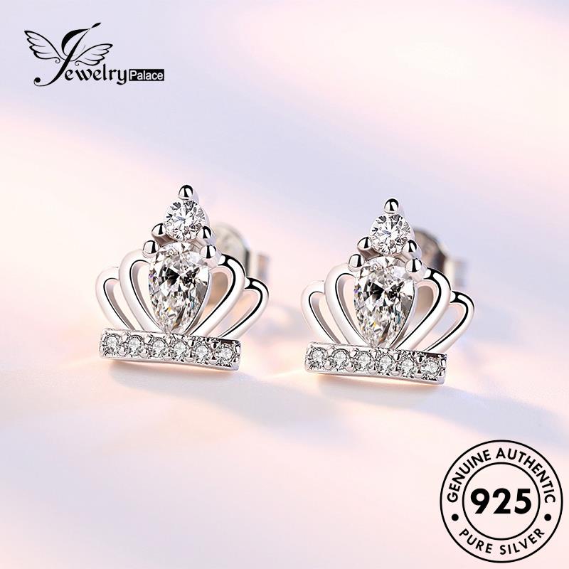 Jewelrypalace Berlian Moissanite Temperamen Anting Asli Mahkota Wanita Stud925 Perak E79