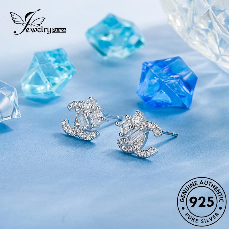 Perhiasantempat Huruf Berlian925 Moissanite Simple Wanita Anting Tusuk Perak Asli E86