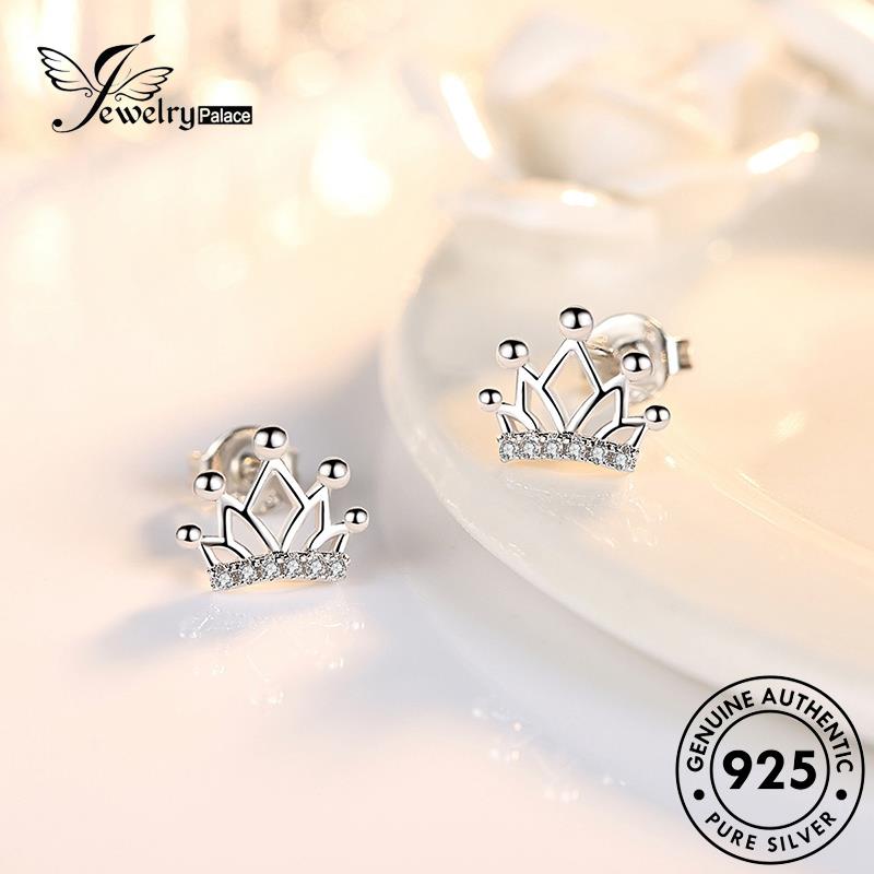 Jewelrypalace 925 Perak Moissanite Berlian Asli Mahkota Wanita Anting Stud Pribadi E105