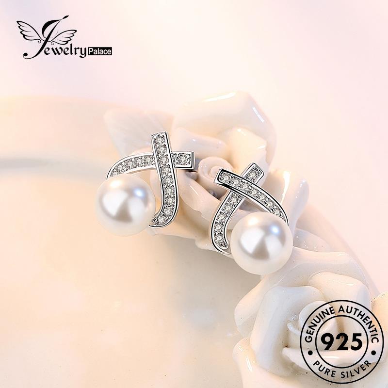 Jewelrypalace Simple Segitiga Wanita Mutiara Stud Perak Asli925 Anting E68