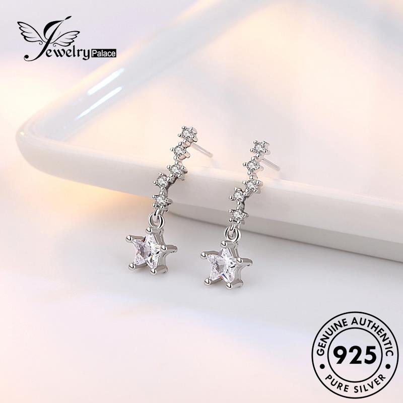 Jewelrypalace Original Anting Tusuk Perak925 Wanita Berlian Berujung Lima Kreatif Bintang Moissanite E263