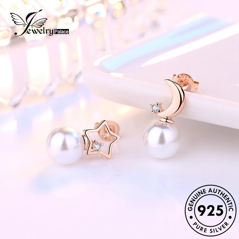 Jewelrypalace Perak Stud Xingyue 925wanita Antingmutiara Emas Asli Temperamen E251