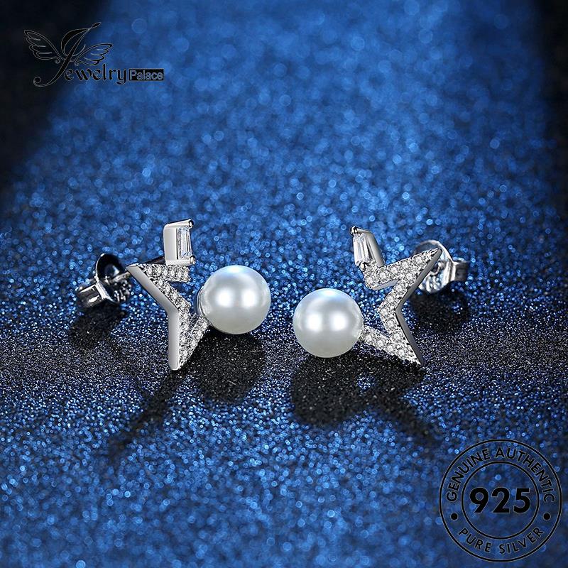 Jewelrypalace Anting Kepribadian925 Bintang Wanita Perak Mutiara Asli Stud E255