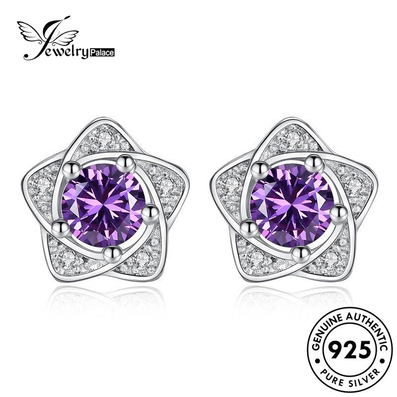 Jewelrypalace Anting Berujung Lima Temperamen Stud Kecubung Bintang Perak Asli925 Wanita E291