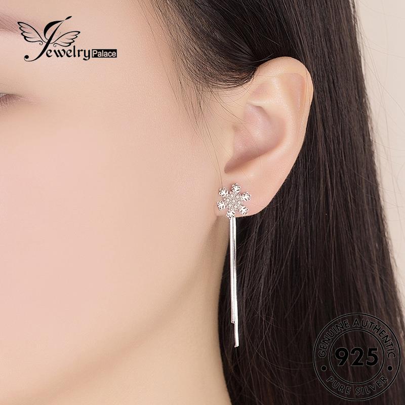 Jewelrypalace Snowflake925 Anting Moissanite Perak Wanita Berlian Fashion Stud Asli E442