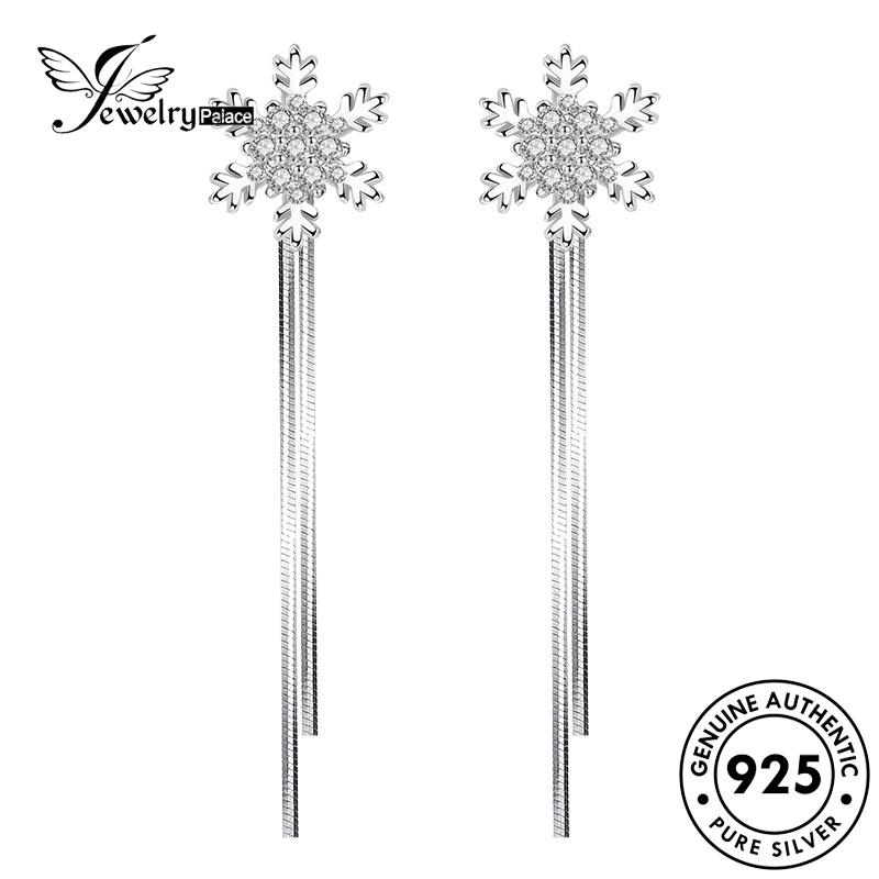 Jewelrypalace Snowflake925 Anting Moissanite Perak Wanita Berlian Fashion Stud Asli E442