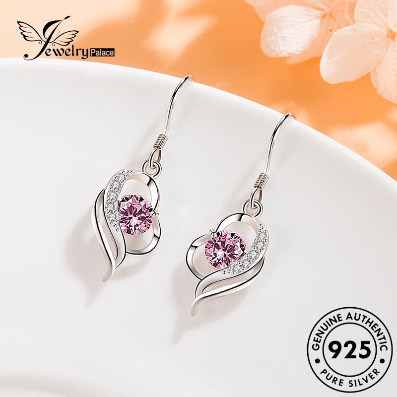 Jewelrypalace Asli Temperamen Wanita Bentuk Perak Anting Hati Pengait Safir925 E479