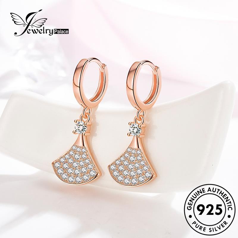 Jewelrypalace Anting Hoop Fashion Berlian Moissanite Sektor Perak Wanita925 Emas Asli E429