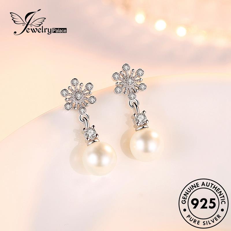 Jewelrypalace Pearl Stud Wanita Simple925Mutiara Asli Anting Perak E551