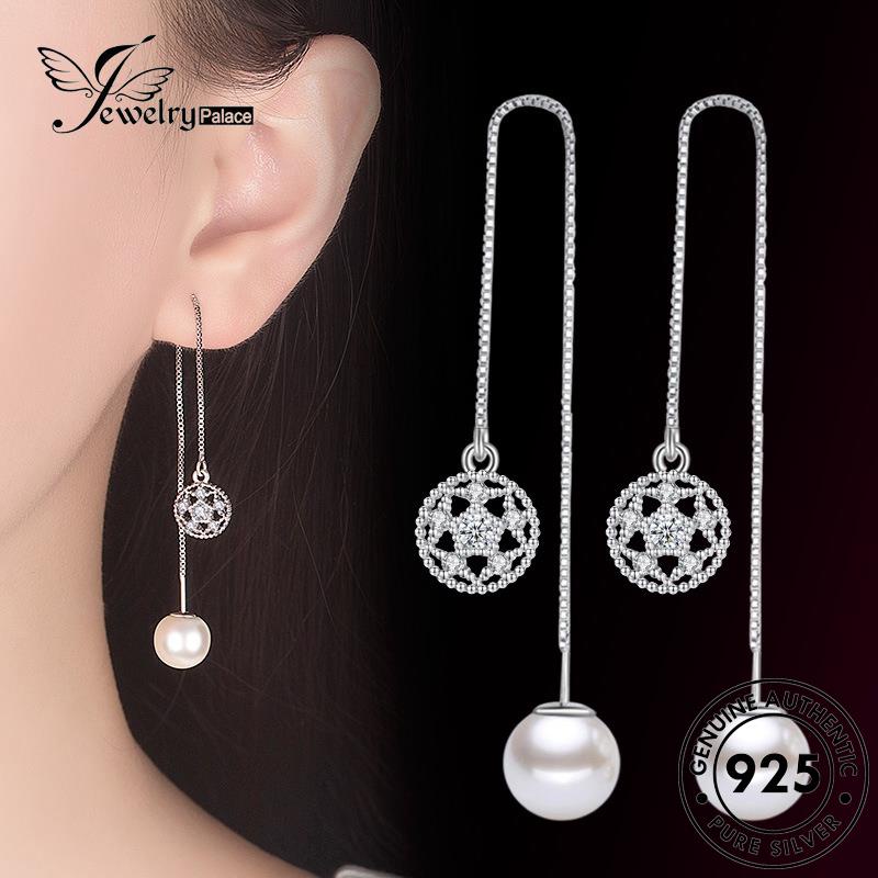 Jewelrypalace925 Anting Wanita Mutiara Perak Asli Fashion Drop Lotus E664