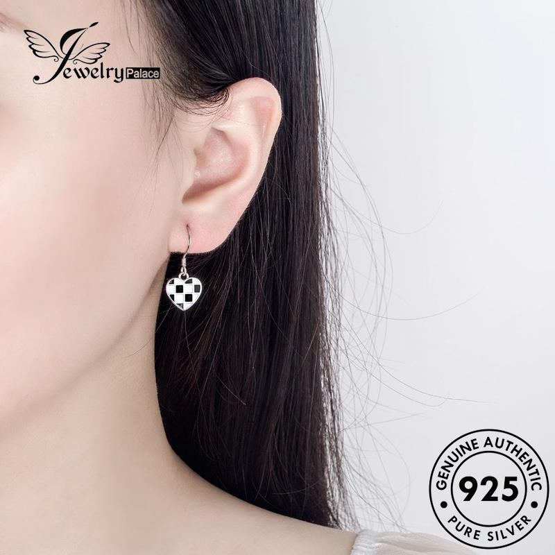 Jewelrypalace Anting Perak Asli Kait925 Checkerboard Retro Wanita E707