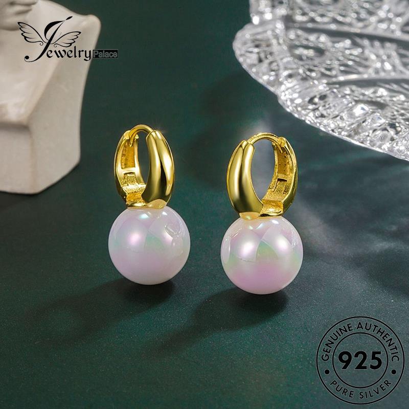 Jewelrypalace Mutiara Wanita Rasa Asli Anting Perak Canggih Hoop925 E791