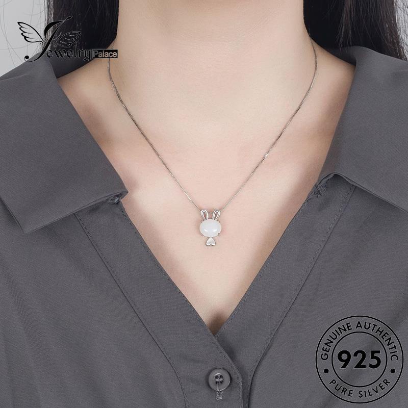 Jewelrypalace Kalung Giok Kelinci Emas Perak Wanita Lucu Asli925 N323