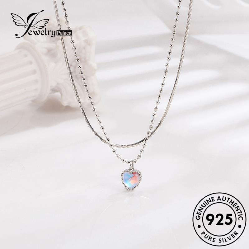 Jewelrypalace Kalung Bentuk Asli925Hati Manis Perak Moonstone Wanita N324