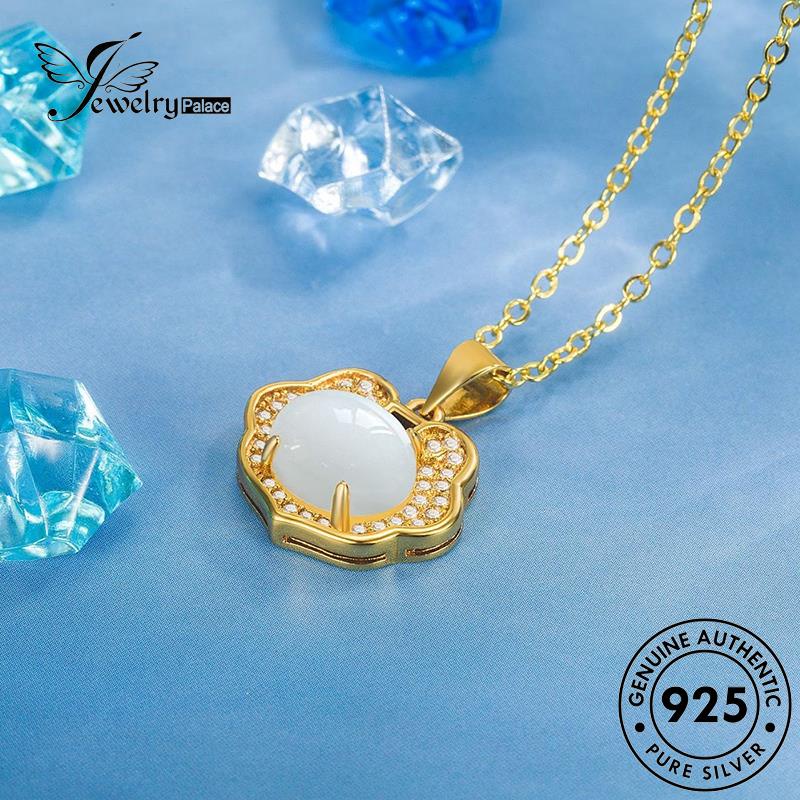 Jewelrypalace 925kunci Wanita Safety Kalung Giok Perak Gold Retro Original N303