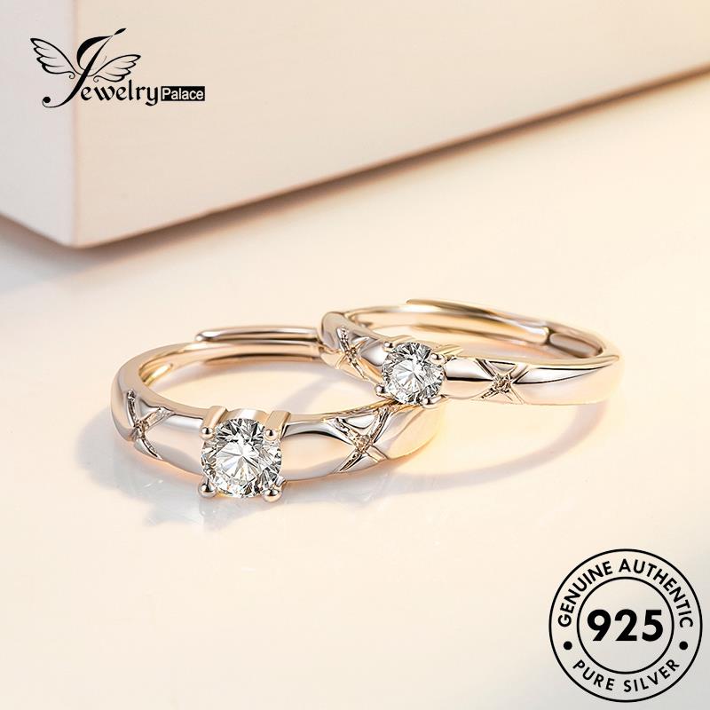 Jewelrypalace Moissanite925 Cincin Berlian Couple Love Perak Fashion Asli R76