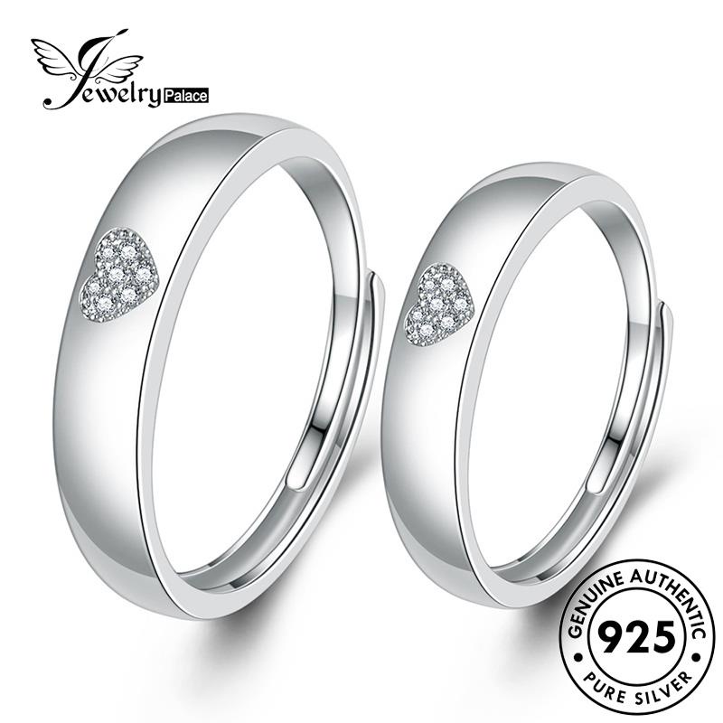 Jewelrypalace Berlian Simple Love Cincin Couple925 Perak Moissanite Asli R87