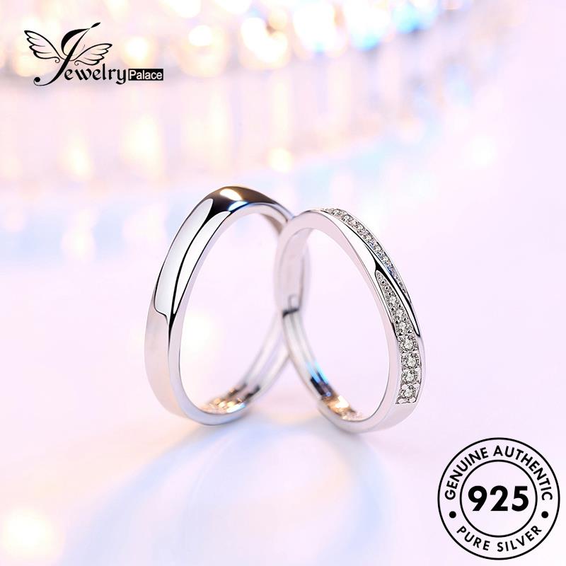 Jewelrypalace Cinta Moissanite Berlian Pasangan925Cincin Fashion Sebutan Perak Sungai Asli R64