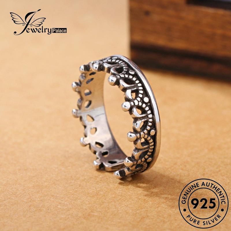 Tempat Perhiasan925 Cincin Wanita Asli Vintage Silver Mahkota R176