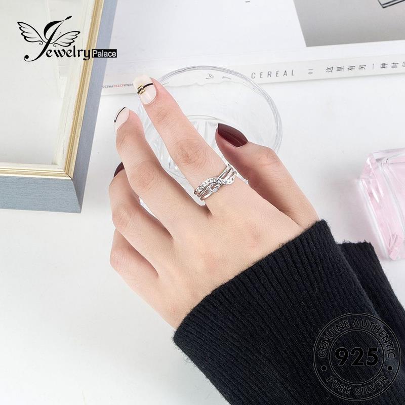 Tempat Perhiasan925Cincin Lebar Perak Vintage Rantai Wanita Asli R235