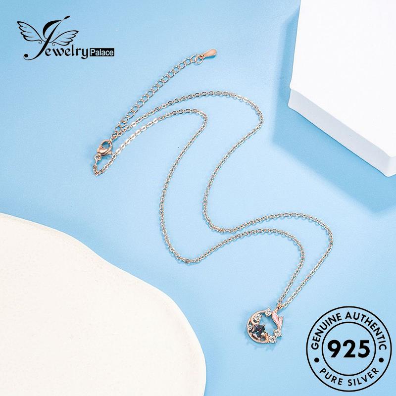 Jewelrypalace Wanita Set Ringan Asli925 Berlian Perak Whale Moissanite Kalung Mewah S24