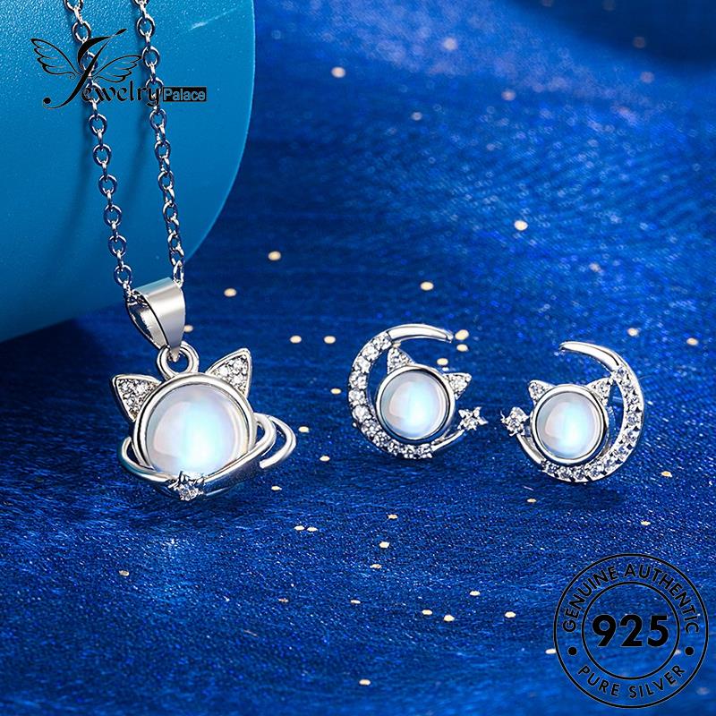 Jewelrypalace Kalung 925set Manis Asli Opal Kucing Wanita Perak S28