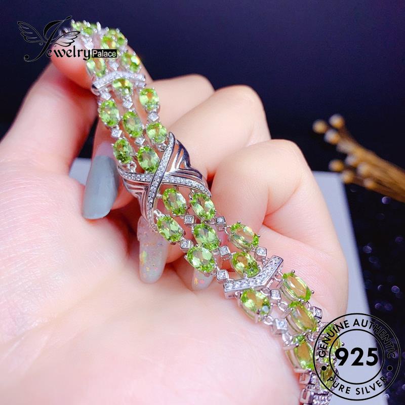 Jewelrypalace Gelang925 Asli Wanita Amethyst Olive Bentuk Perak B519