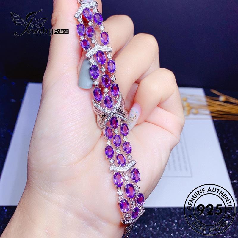 Jewelrypalace Gelang925 Asli Wanita Amethyst Olive Bentuk Perak B519