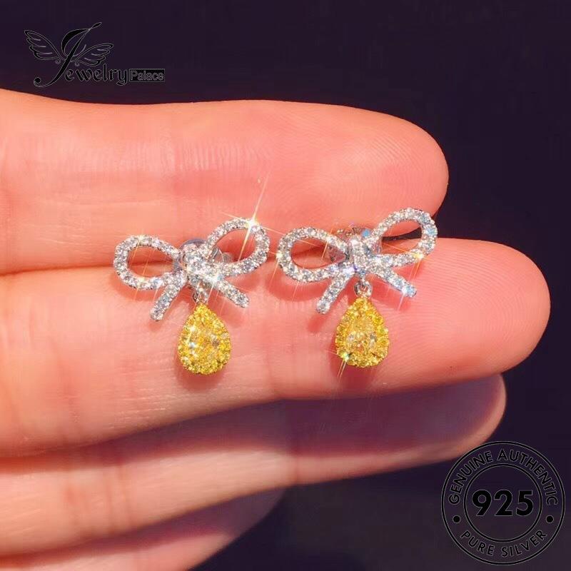 Jewelrypalace Wanita Bow Pink Anting Perak925 Berlian Ikat Stud Kristal Asli E151